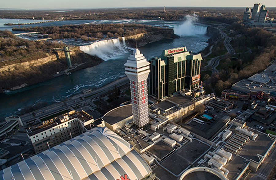 Falls Avenue Resort seen from the air